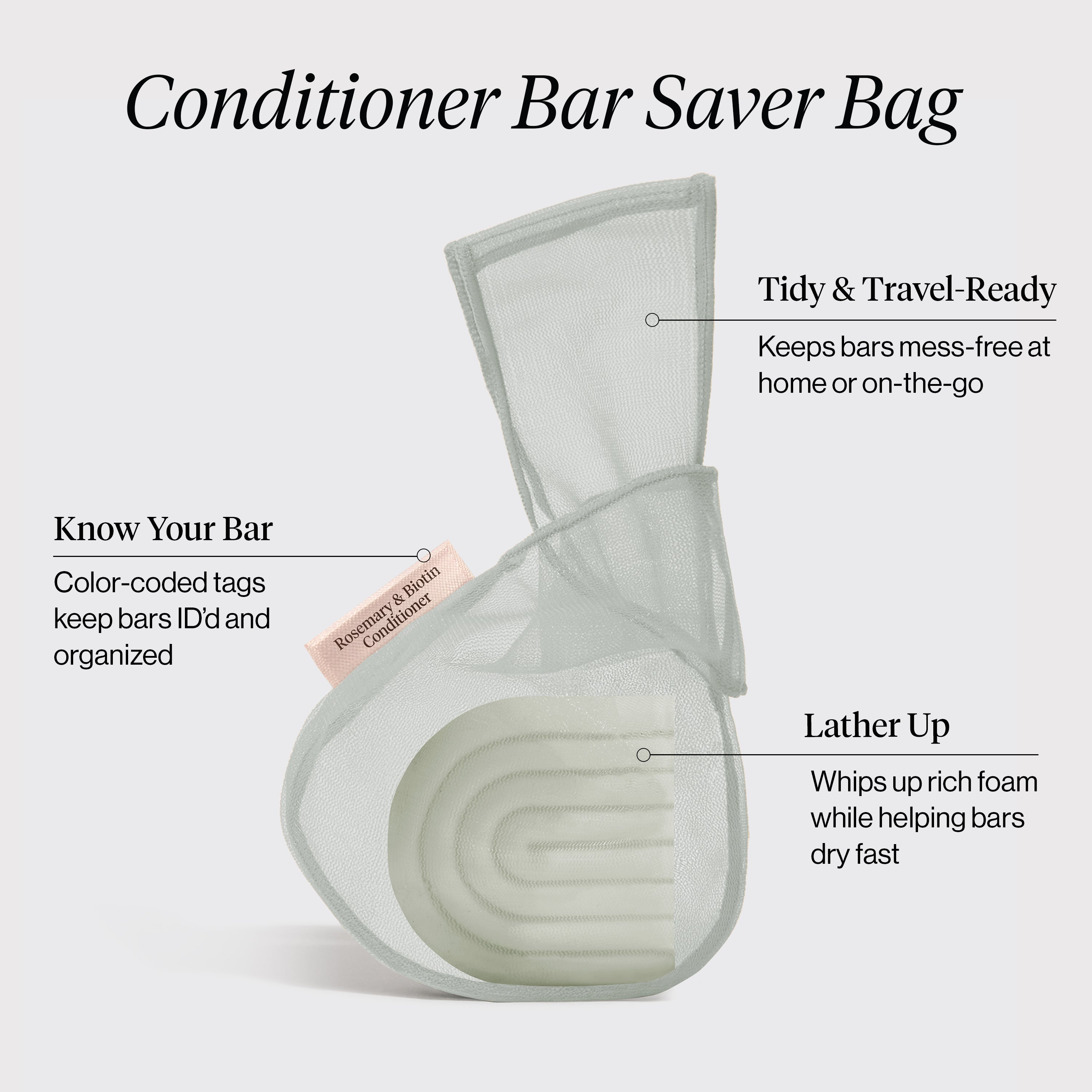Alternative view of Rosemary & Biotin Conditioner Bar Saver Bag