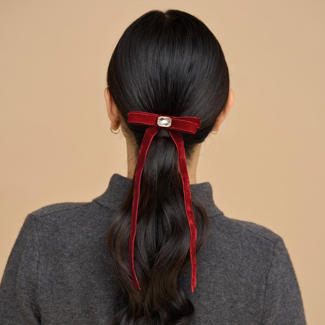 Alternative view of Velvet & Gemstone Bow Hair Clip
