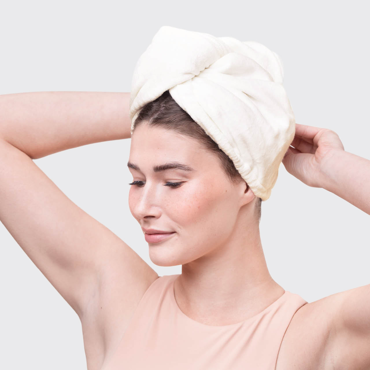 Organic Bamboo Hair Towel - White - Image 4