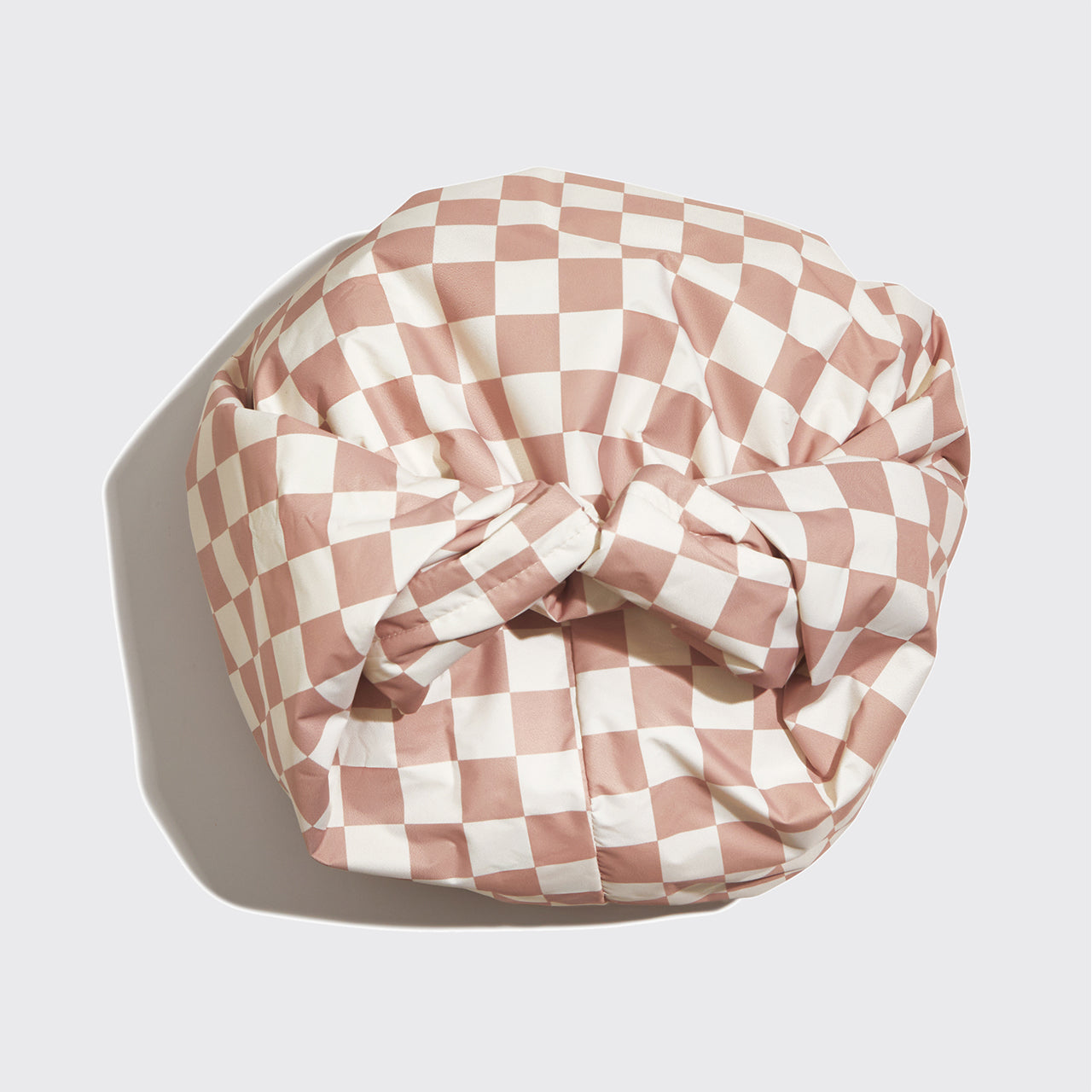 Terracotta Checker Satin Shower Cap - Image 5