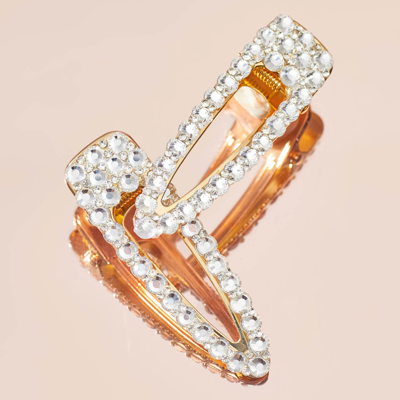 Metal Rhinestone Large Open Shape Hair Clip - Gold - Image 6