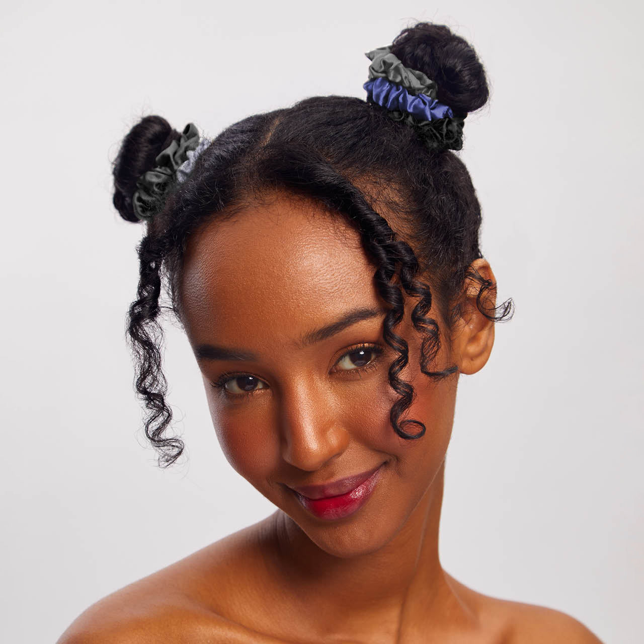 Alternative view of Midnight Satin Petite Scrunchies 5pc Set