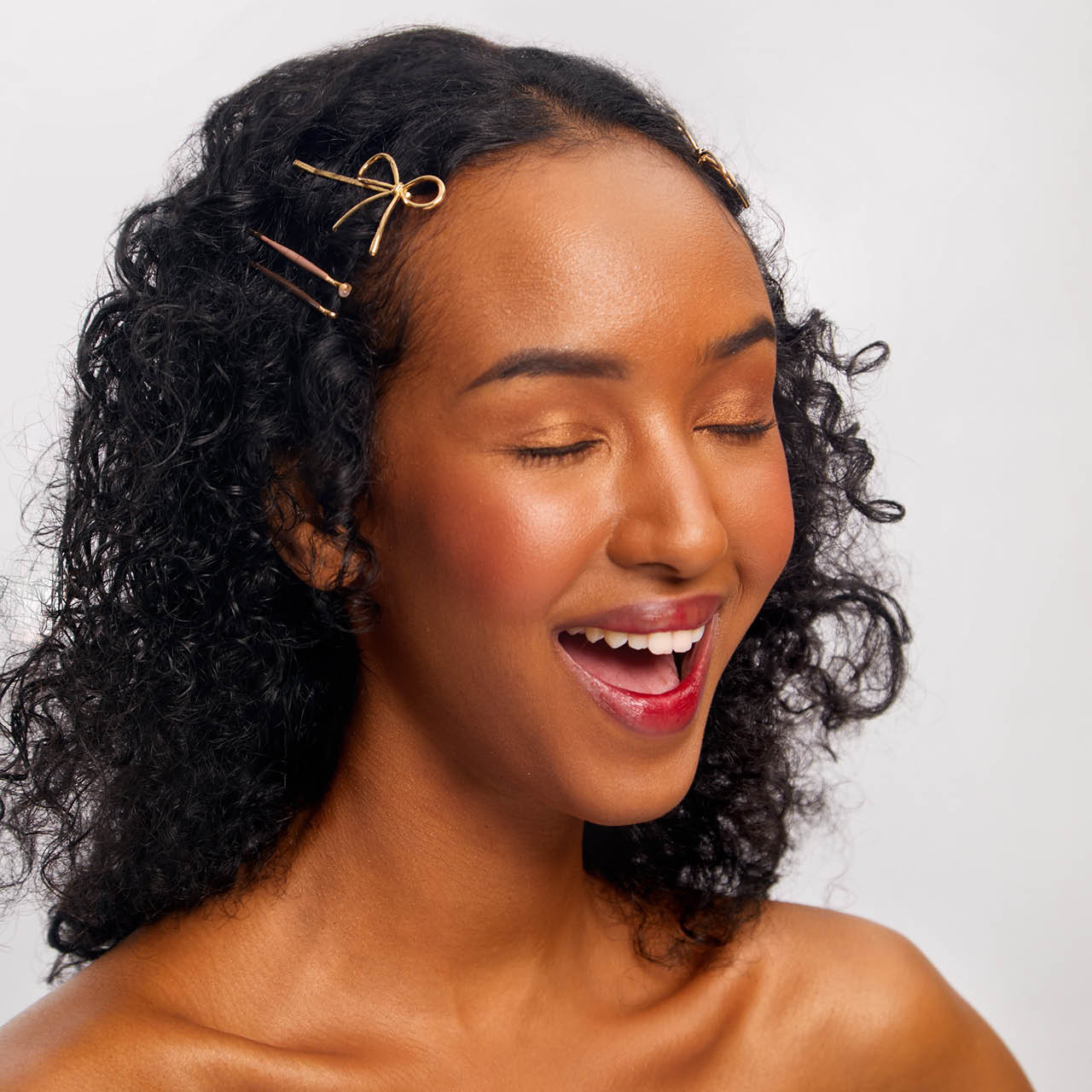 Metal Enamel Puffy & Bow Bobby Pins 8pc Set- Rosewood - Image 5