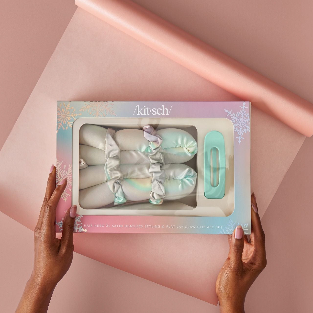 Hair Hero XL Satin Heatless Styling & Flat Lay Claw 4pc Set - Aura - Image 4