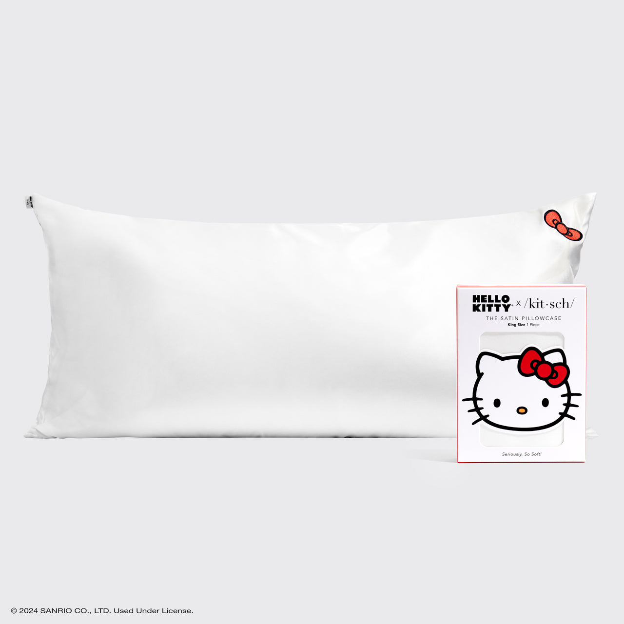 Kitsch x Hello Kitty Satin Pillowcase in Ivory Kitty Bow - King