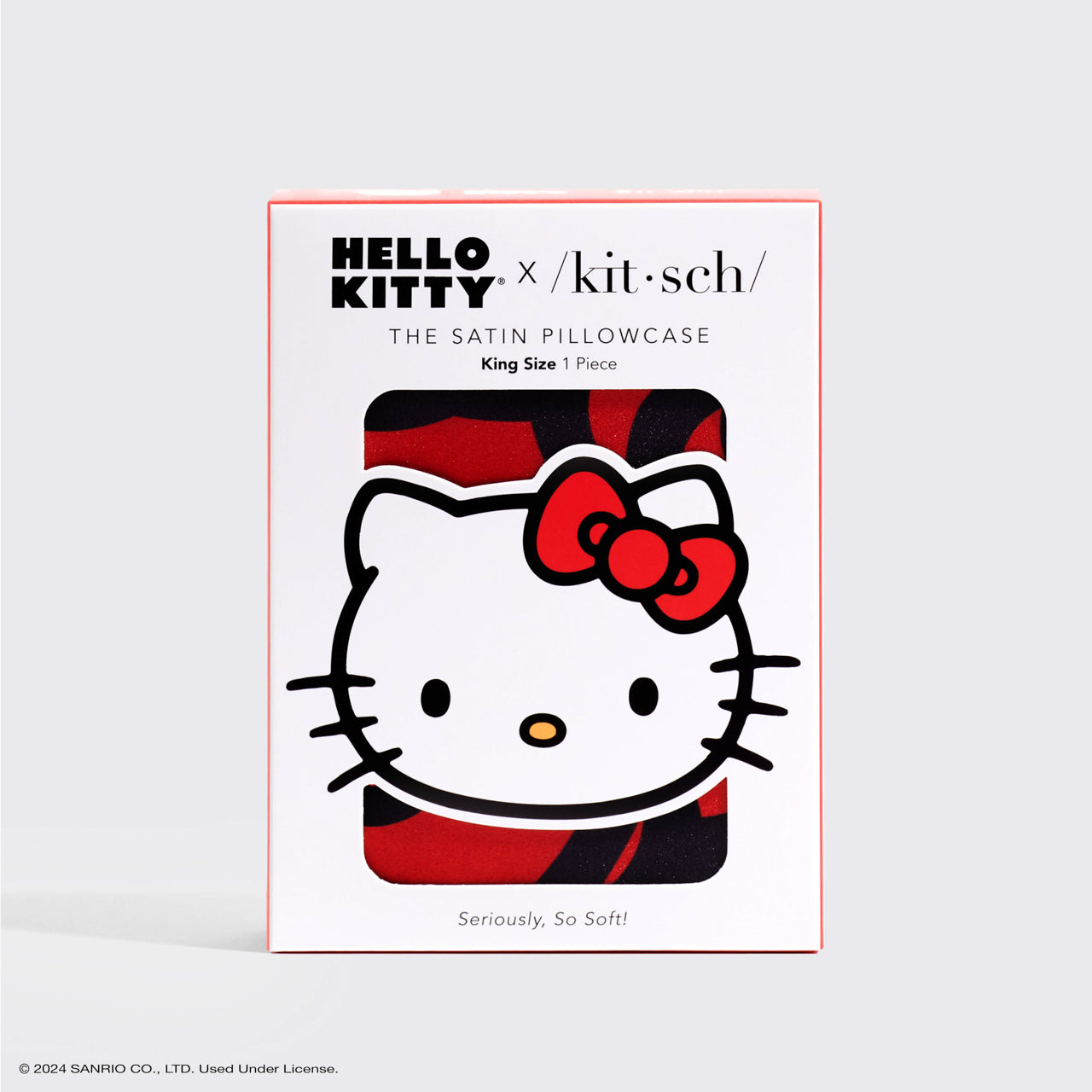 Kitsch x Hello Kitty Satin Pillowcase in Kitty Bathes in a Sea of Bows - King - Image 3