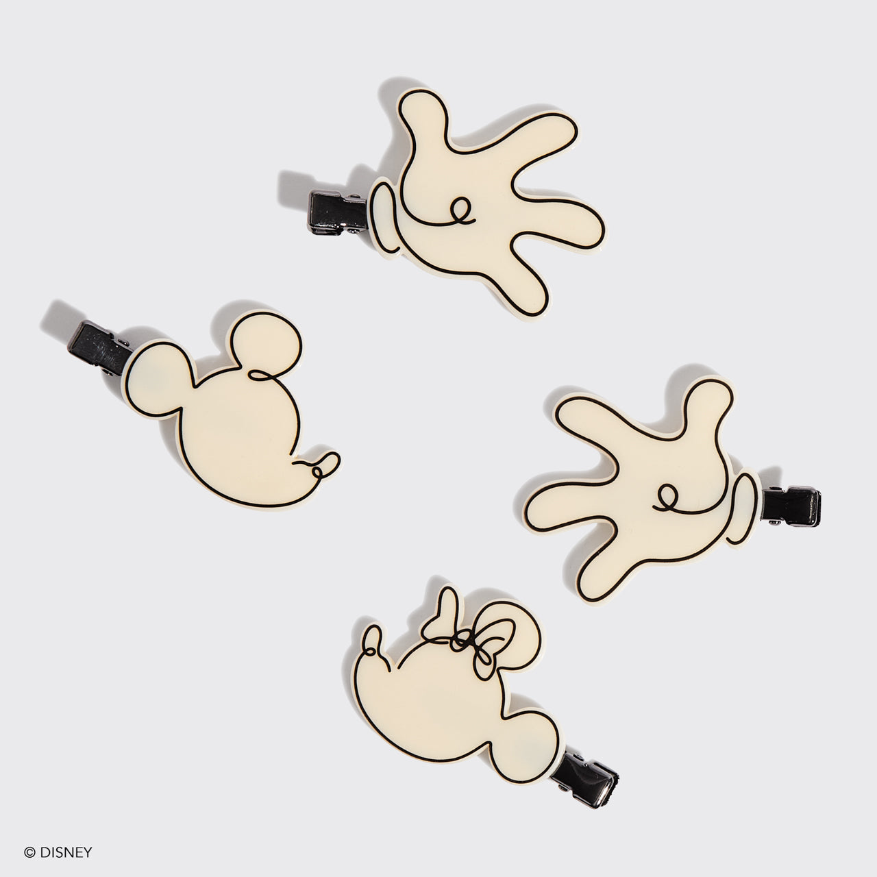 Mickey/ Minnie x Kitsch Recycled Plastic Creaseless Clips 4pc Set- Cream - Image 3