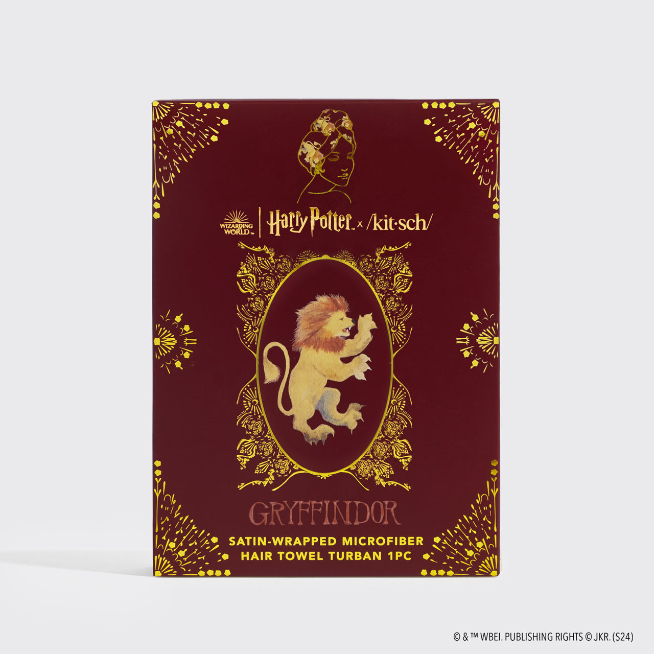 Kitsch x Harry Potter Satin Wrapped Hair Towel in Gryffindor - Image 3