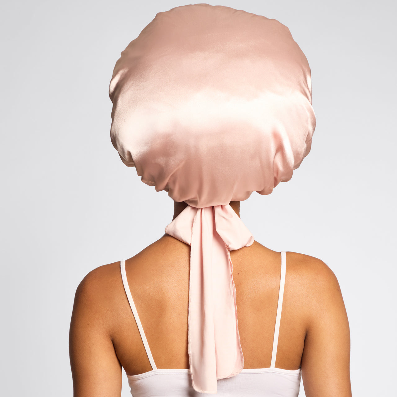 Satin Lined Flexi Shower Cap + Blush Oversized Satin Bonnet Bundle - Image 6