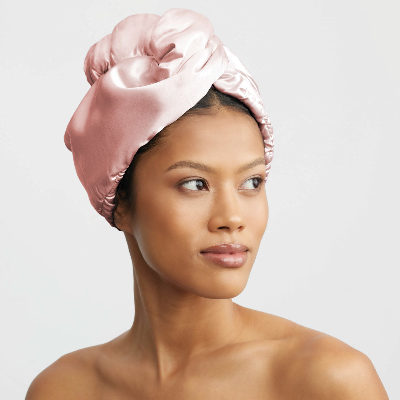 Alternative view of Blush Satin Wrapped Hair Towel