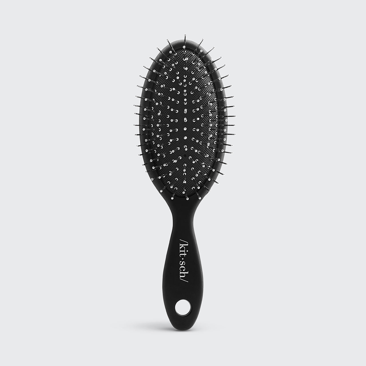 Recycled Plastic Metal Bristle Mini Travel Hair Brush - Black - Image 3