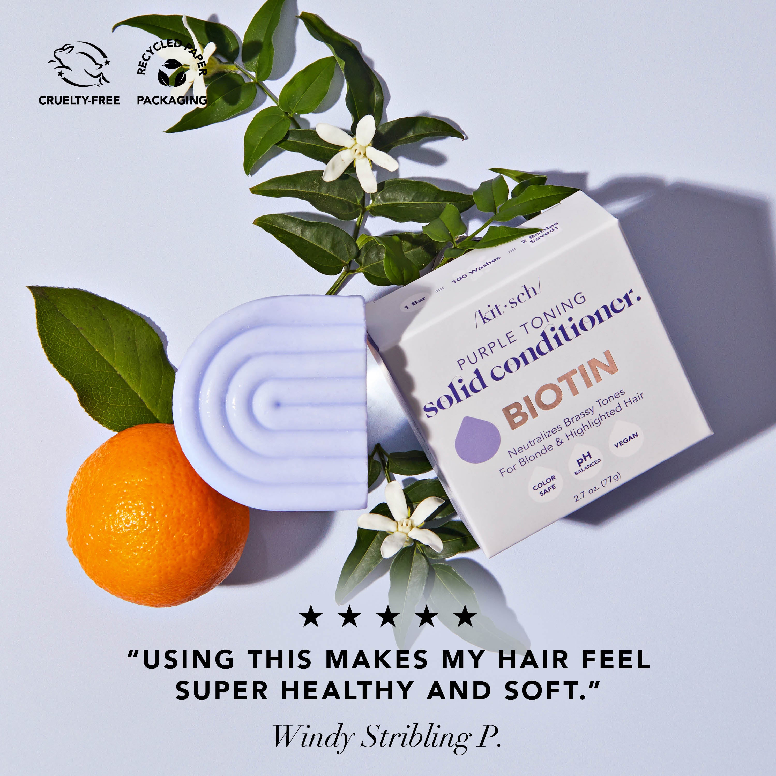 Purple Toning Shampoo & Conditioner Bar Combo for Color-Treated & Grey Hair - Image 4