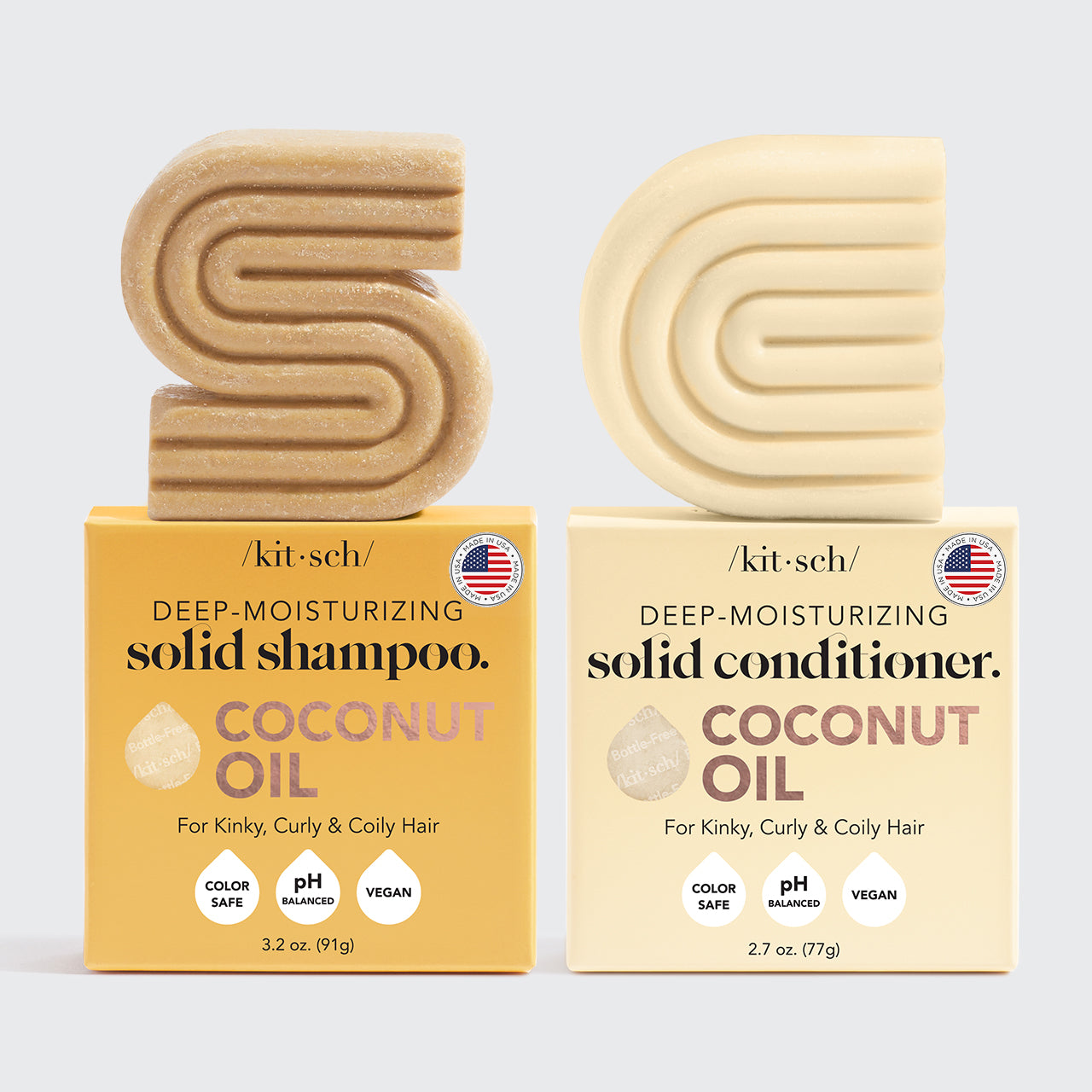 Coconut Oil Shampoo & Conditioner Bar Combo for Dry Damaged Hair