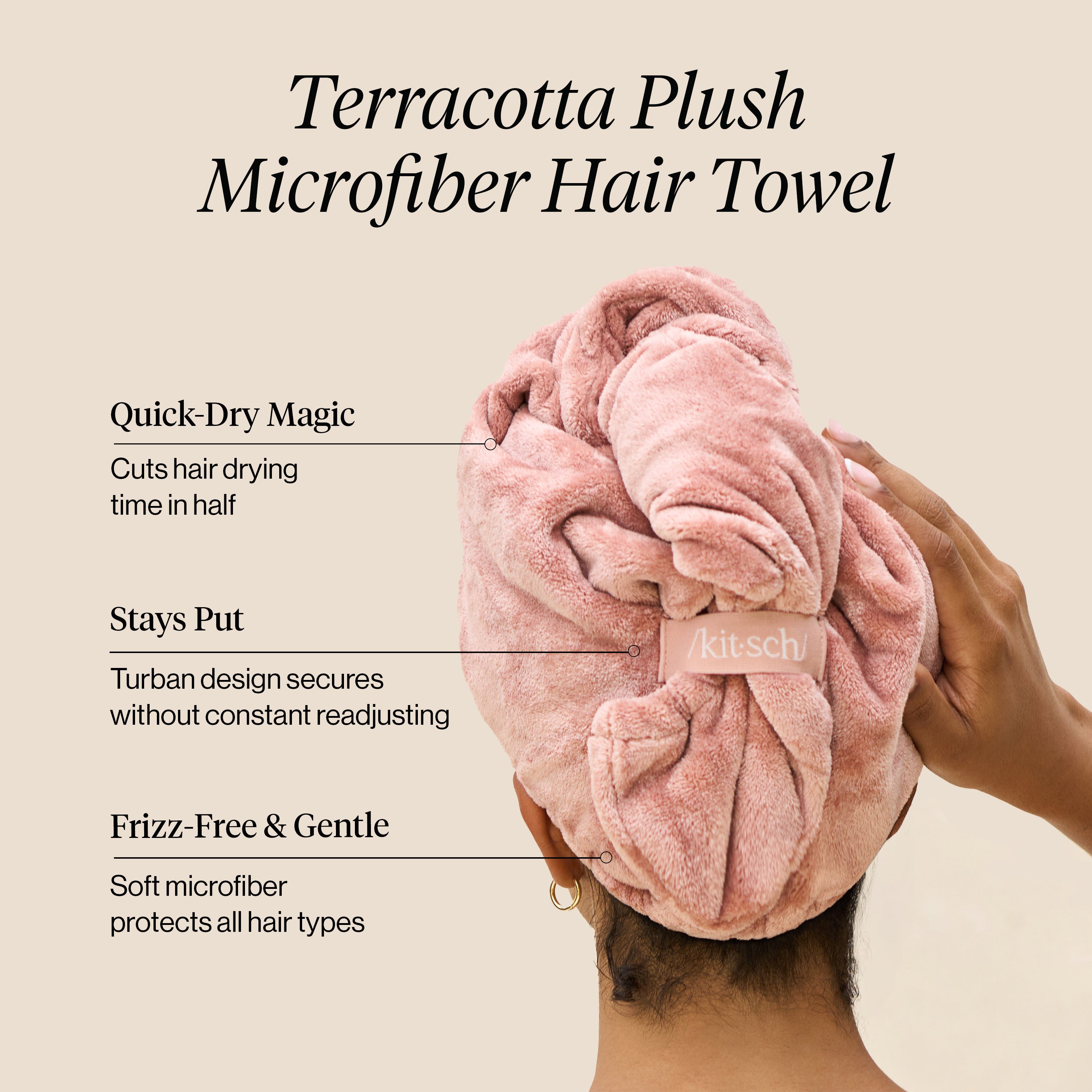 Alternative view of Terracotta Plush Microfiber Hair Towel Turban